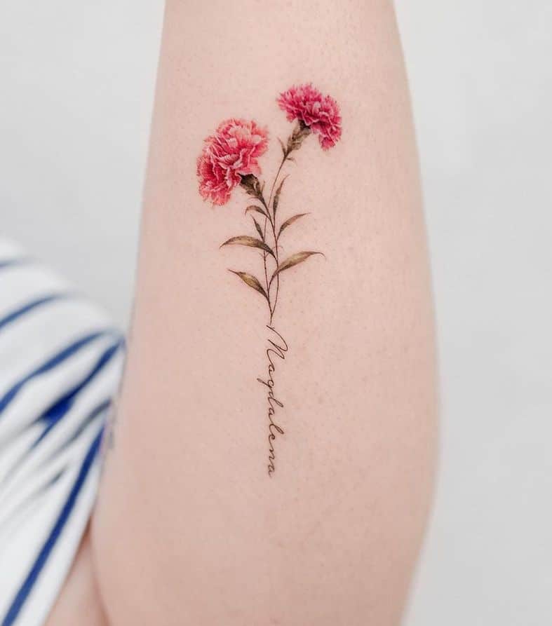 Carnation with Name Tattoo