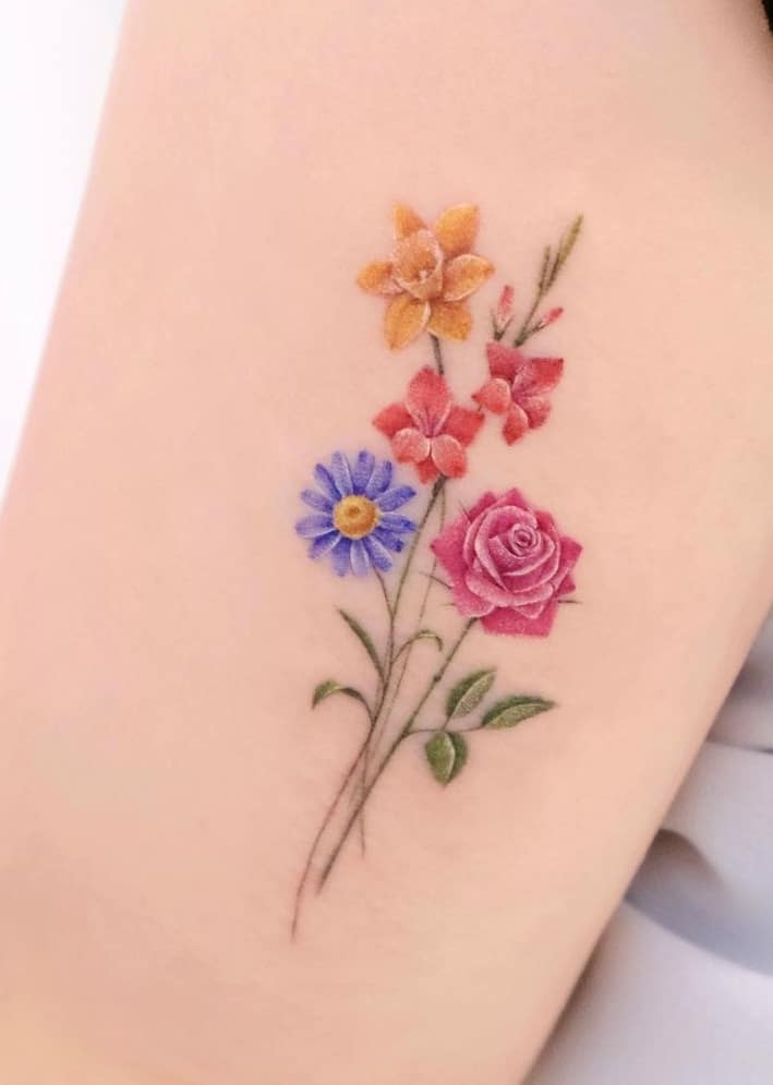 Gladiolus and Aster Tattoo