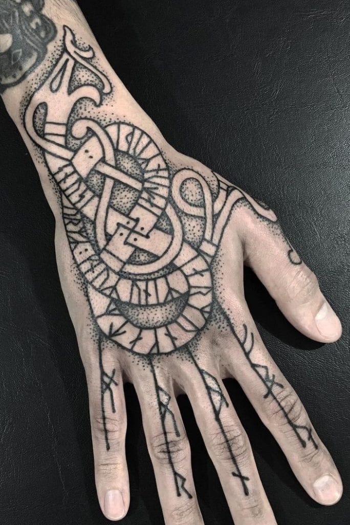 Jörmungandr Tattoo with Runes Tattoos