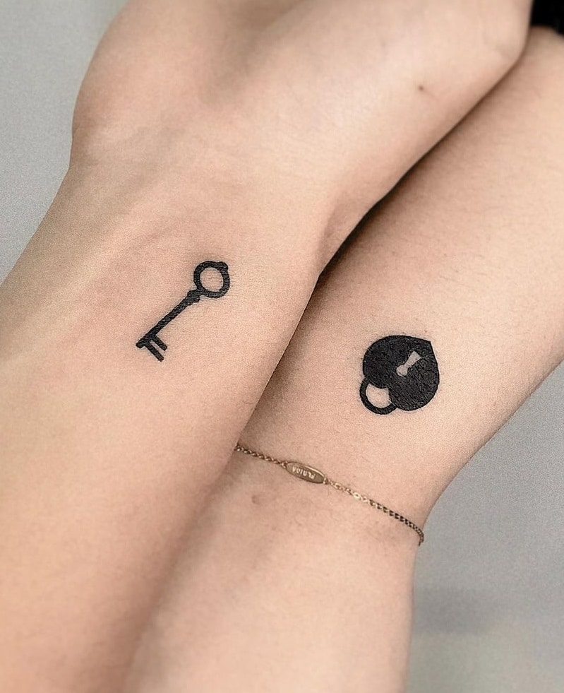 Key and Lock Matching Tattoo