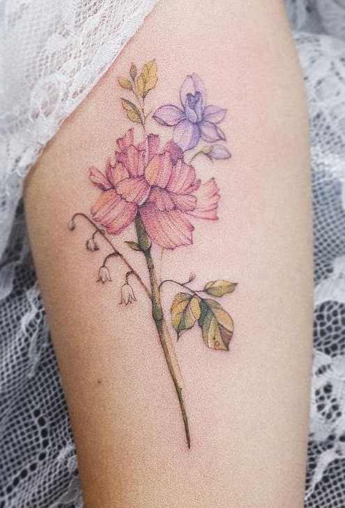 Larkspur and Carnation Tattoo
