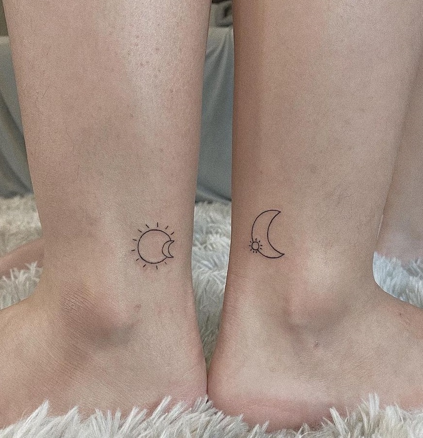 Matching Sun and Moon Tattoos