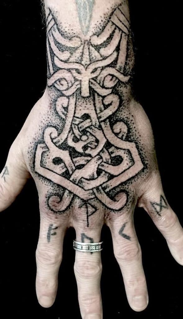 Mjolnir Hand Tattoo
