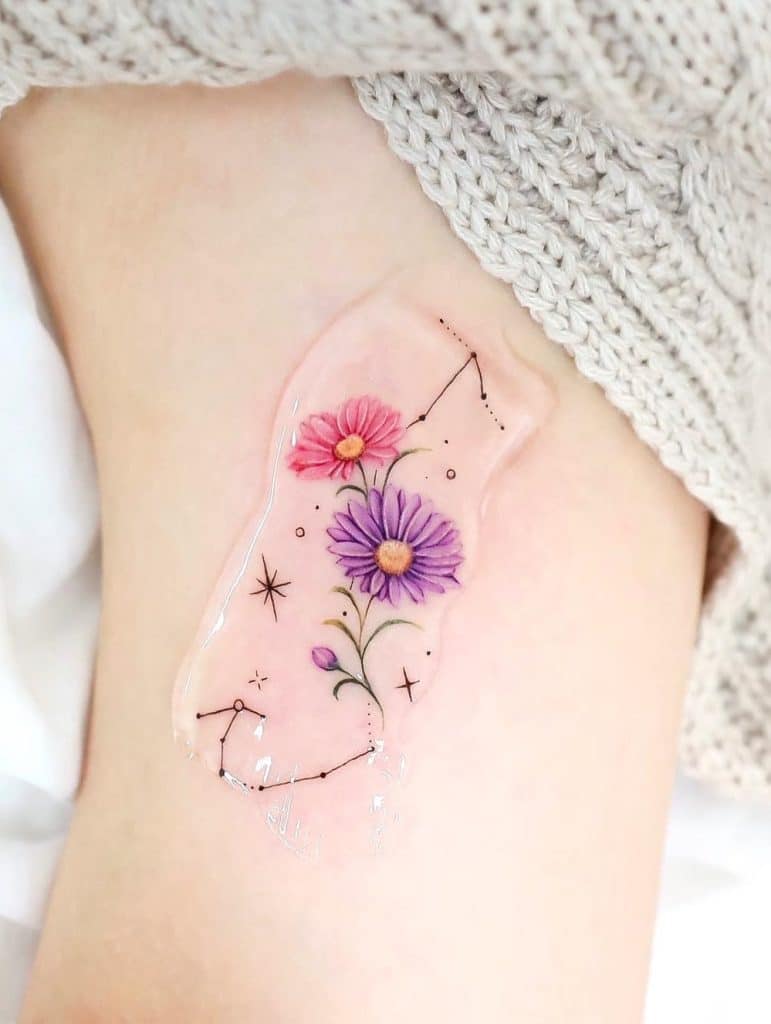Pink Aster Tattoo