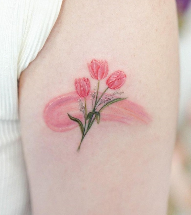 Pink Tulip Tattoo