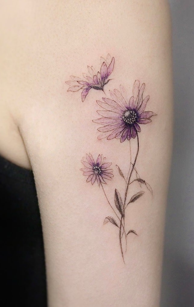 Watercolor Aster Tattoo