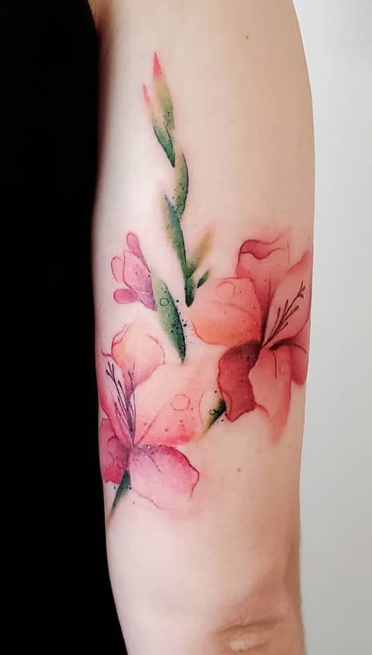 Watercolor Gladiolus Tattoo