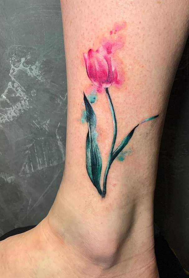 Watercolor Tulip Tattoo