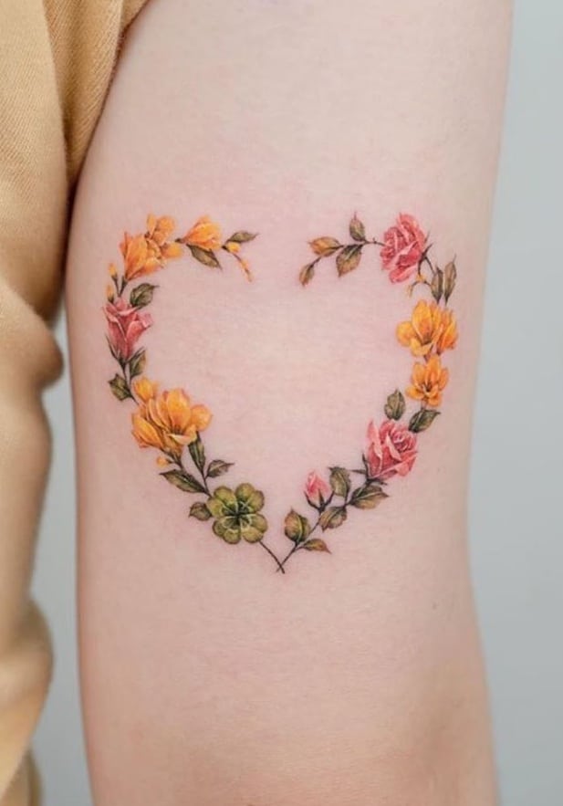 Wreath Heart Tattoo