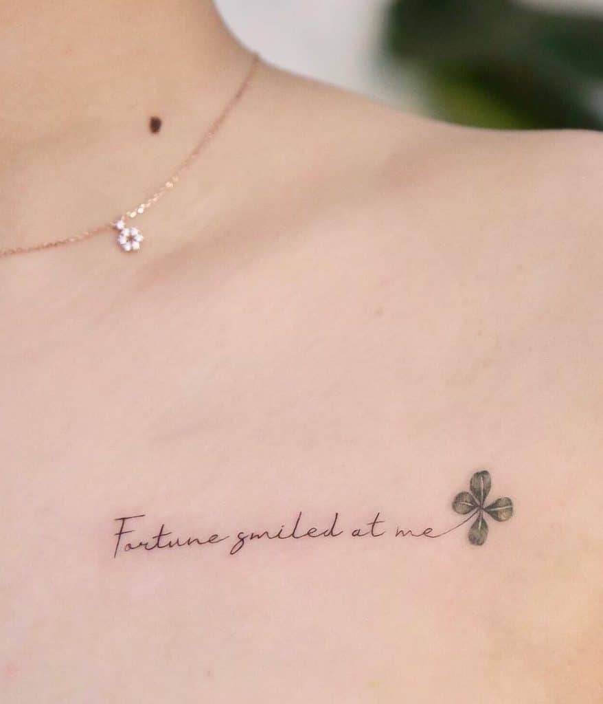 Clover Tattoo with Lettering Tattoo