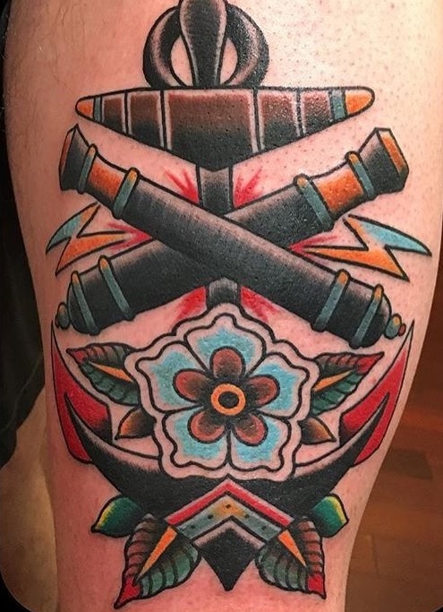 Crossed Cannons Tattoo