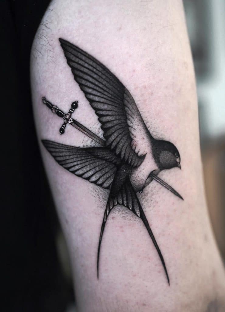 Dagger Through a Swallow Tattoo