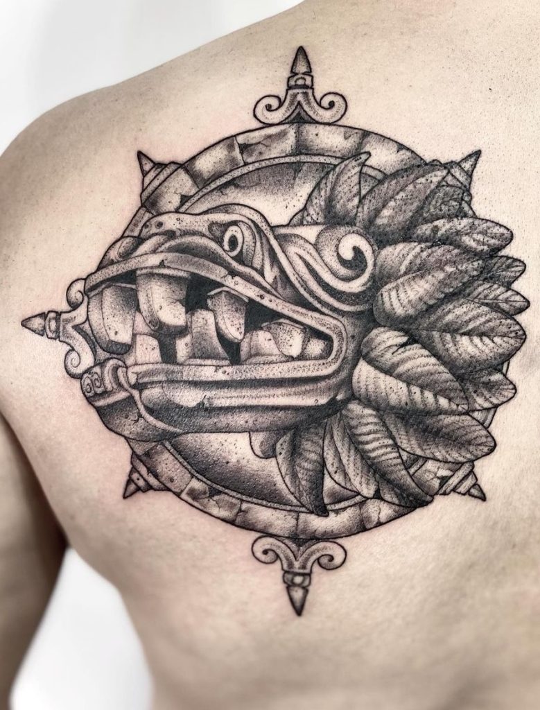 Quetzalcoatl Head Tattoo