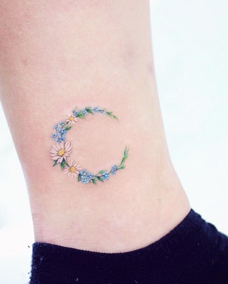 Daisy and Forget me Not Tattoo
