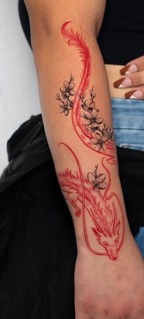 Dragon and Cherry Blossom Tattoo