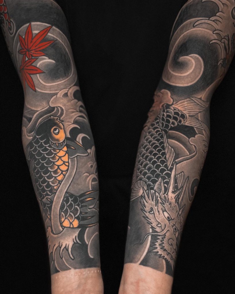 Dragon and Koi Tattoo