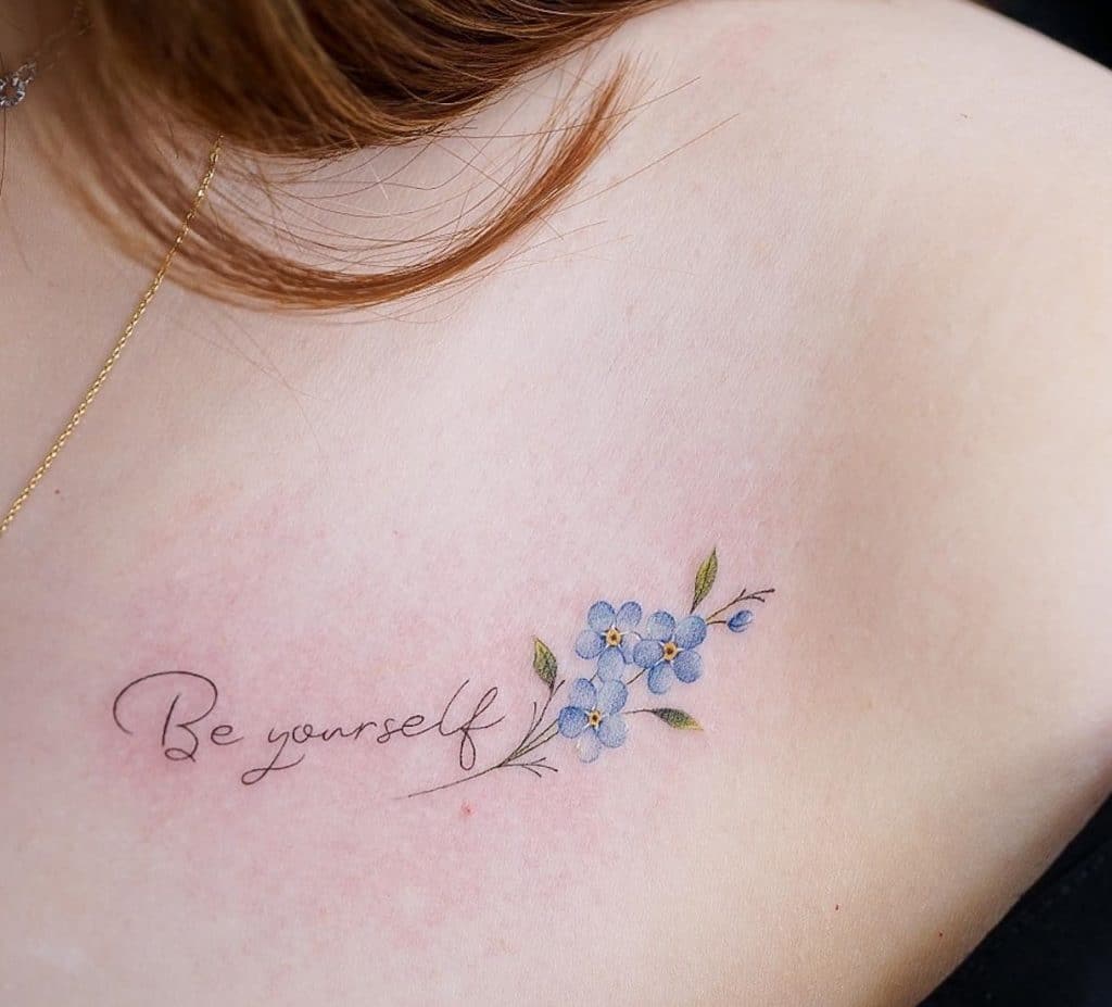Forget Me Not with Lettering Tattoo