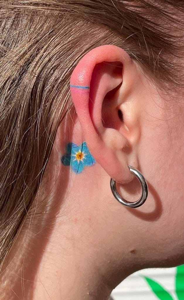 Forget me Not Tattoo behind the Ear
