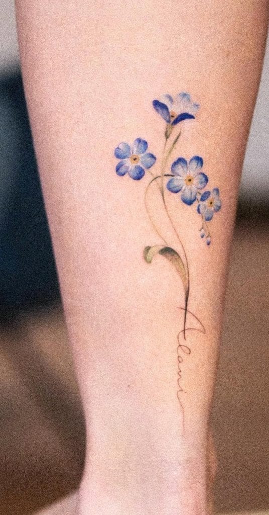 Forget me Not Tattoo with Name Tattoo