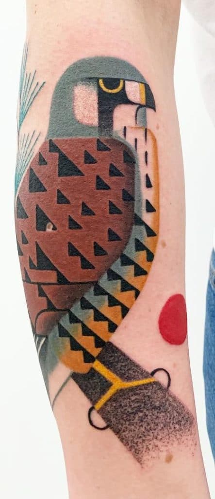 Geometric Falcon Tattoo