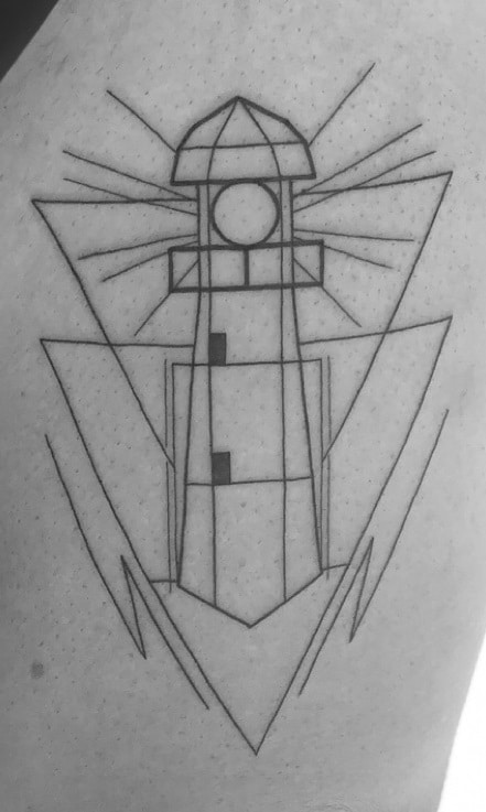 Geometric Lighthouse Tattoo
