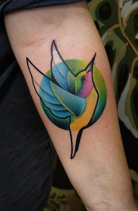 Illustrative Hummingbird Tattoo