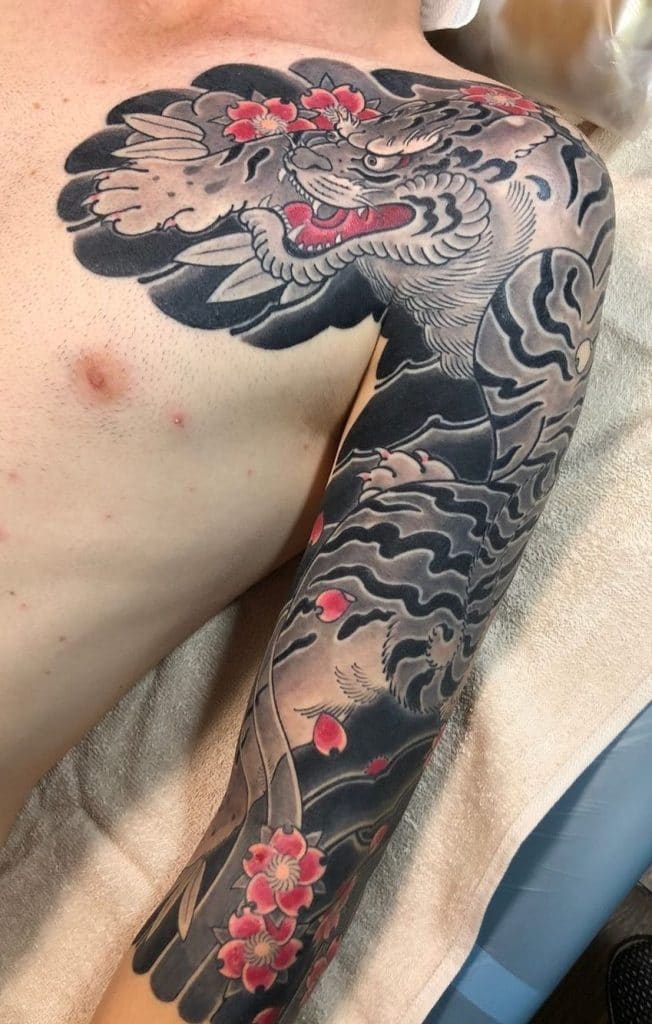 Japanese White Tiger Tattoo