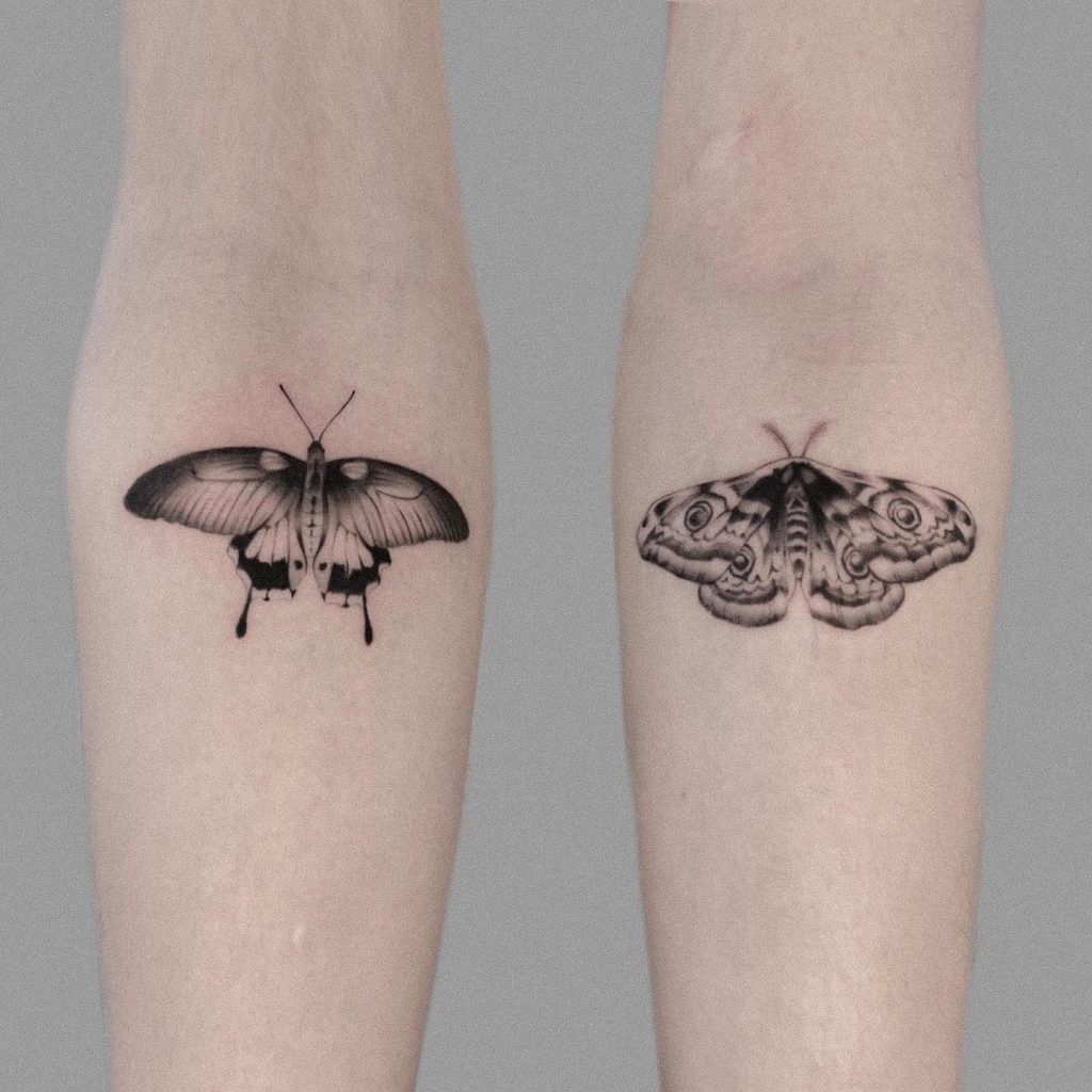Moth and Butterfly Tattoo
