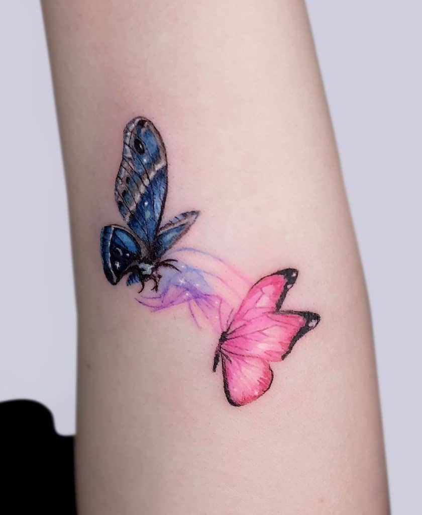 Moth and Butterfly Tattoo