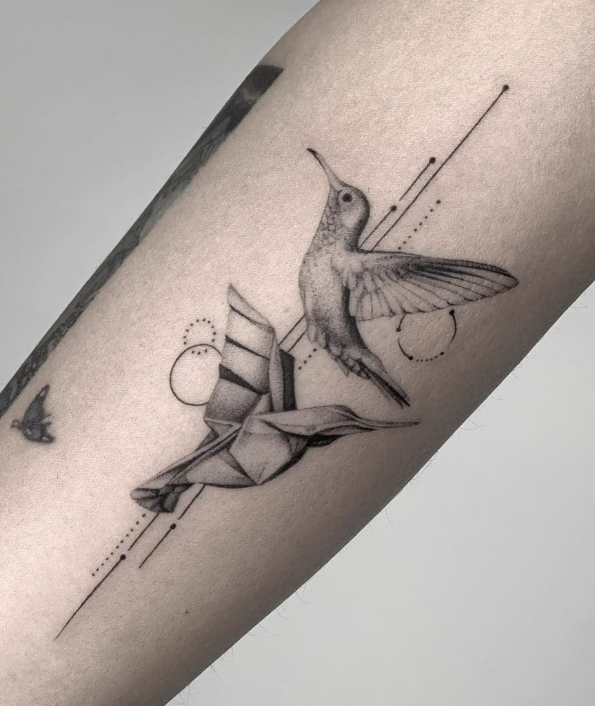 Origami Hummingbird Tattoo