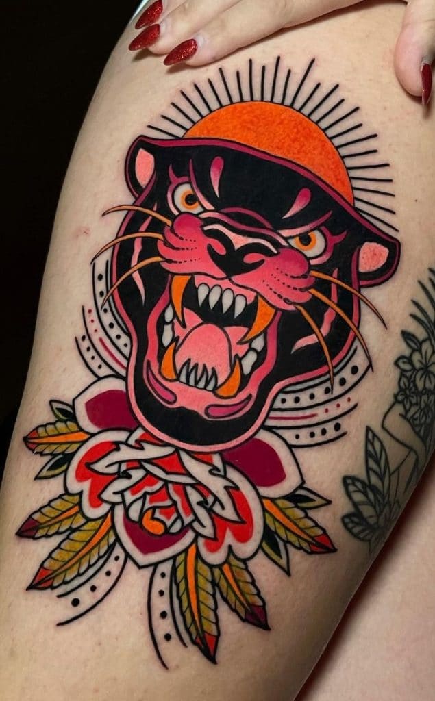 Panther Thigh Tattoo