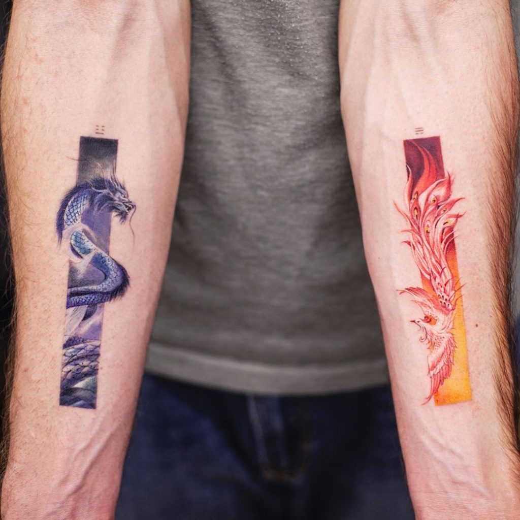 Phoenix and Dragon Tattoo