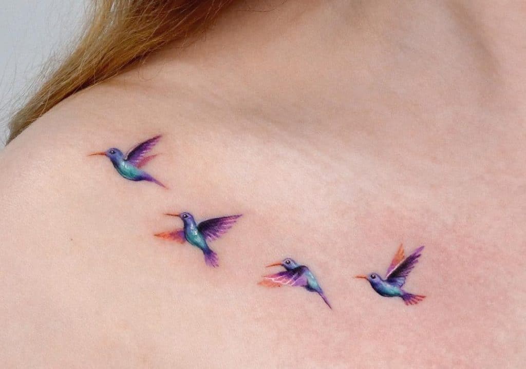 Purple Hummingbird Tattoos