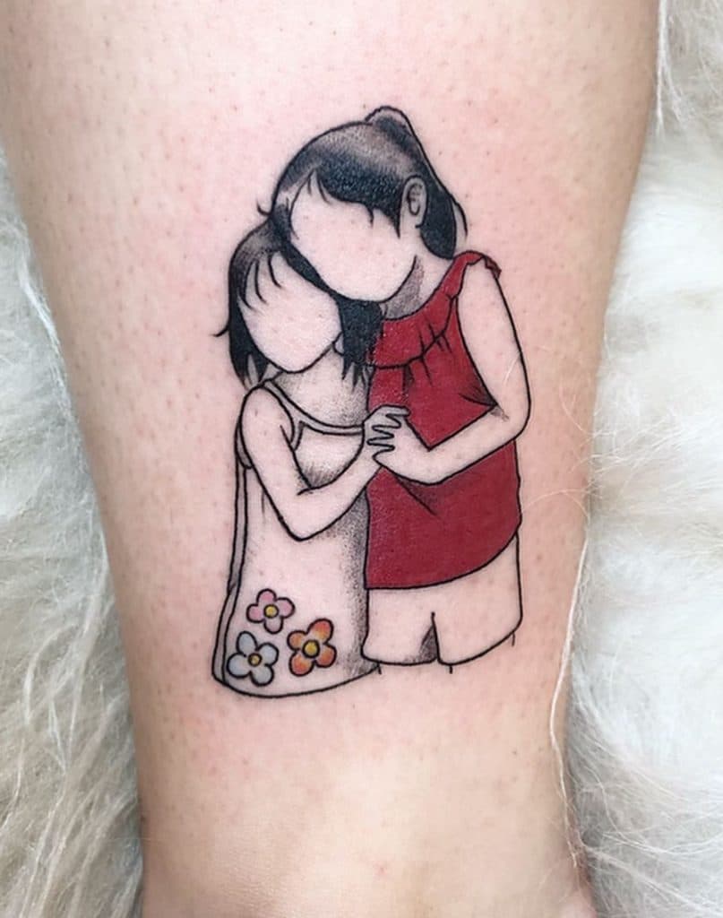 Sisters Hugging Tattoo