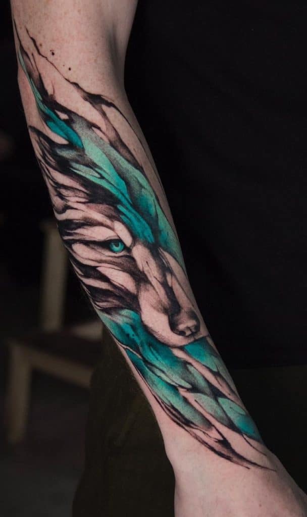 Watercolor Wolf Tattoo
